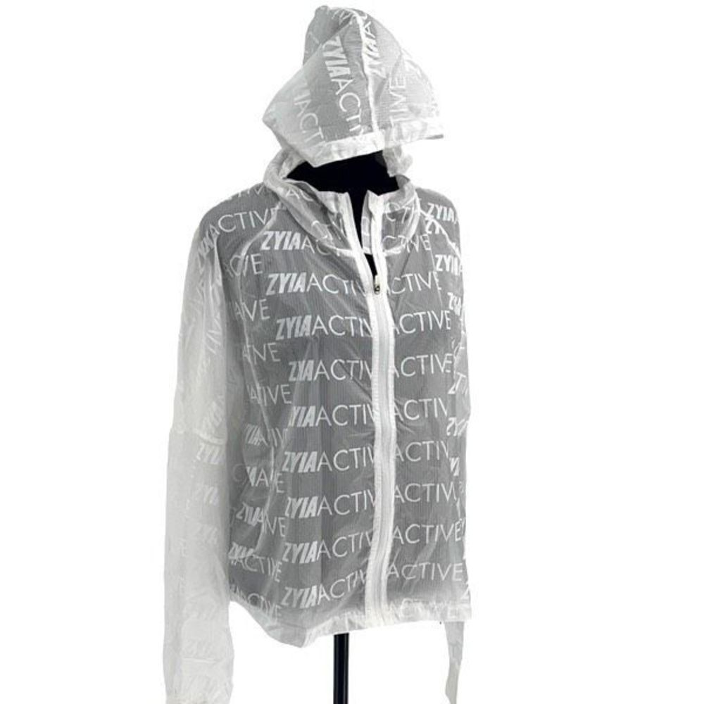 ZYIA Active Womens Full Zip Packable Breeze Windbreaker‎ Jacket White Medium NWT